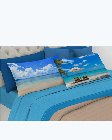 Set Lenzuola Letto Matrimoniale Made in Italy - Oceano e Stella Marina Azzurro - Caraibi 2 Piazze